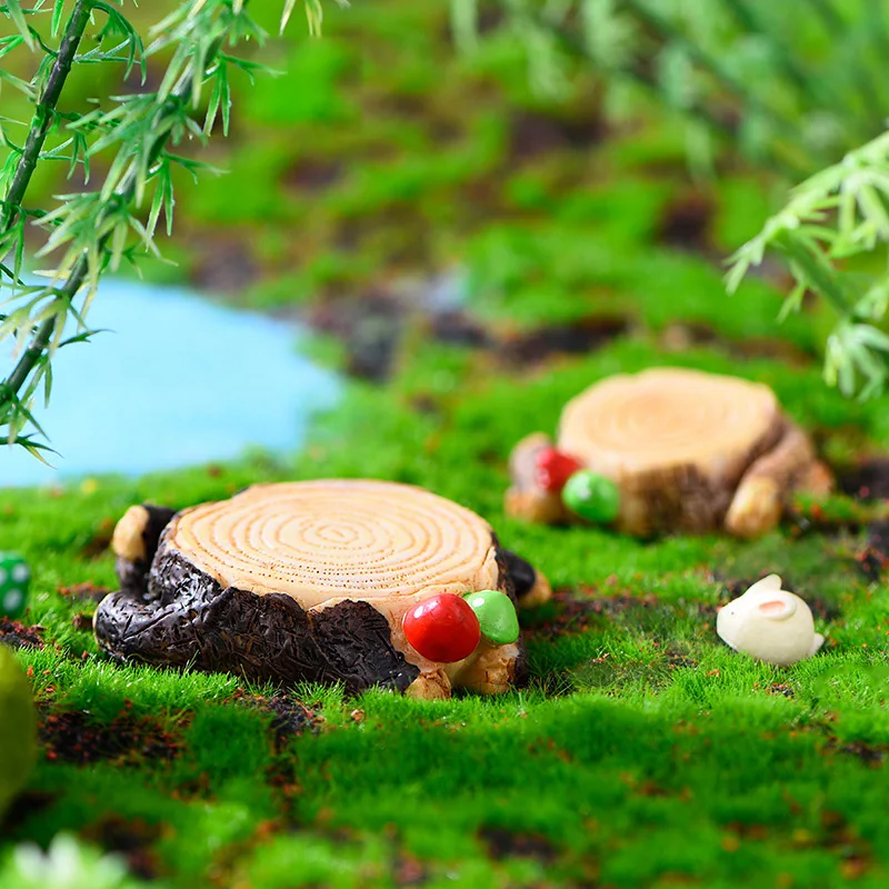 Artificial Fence Stump Resin Craft Landscape Ornament Micro Garden Miniature Sculpture Statue,Decor for Aquarium Small Pet Home