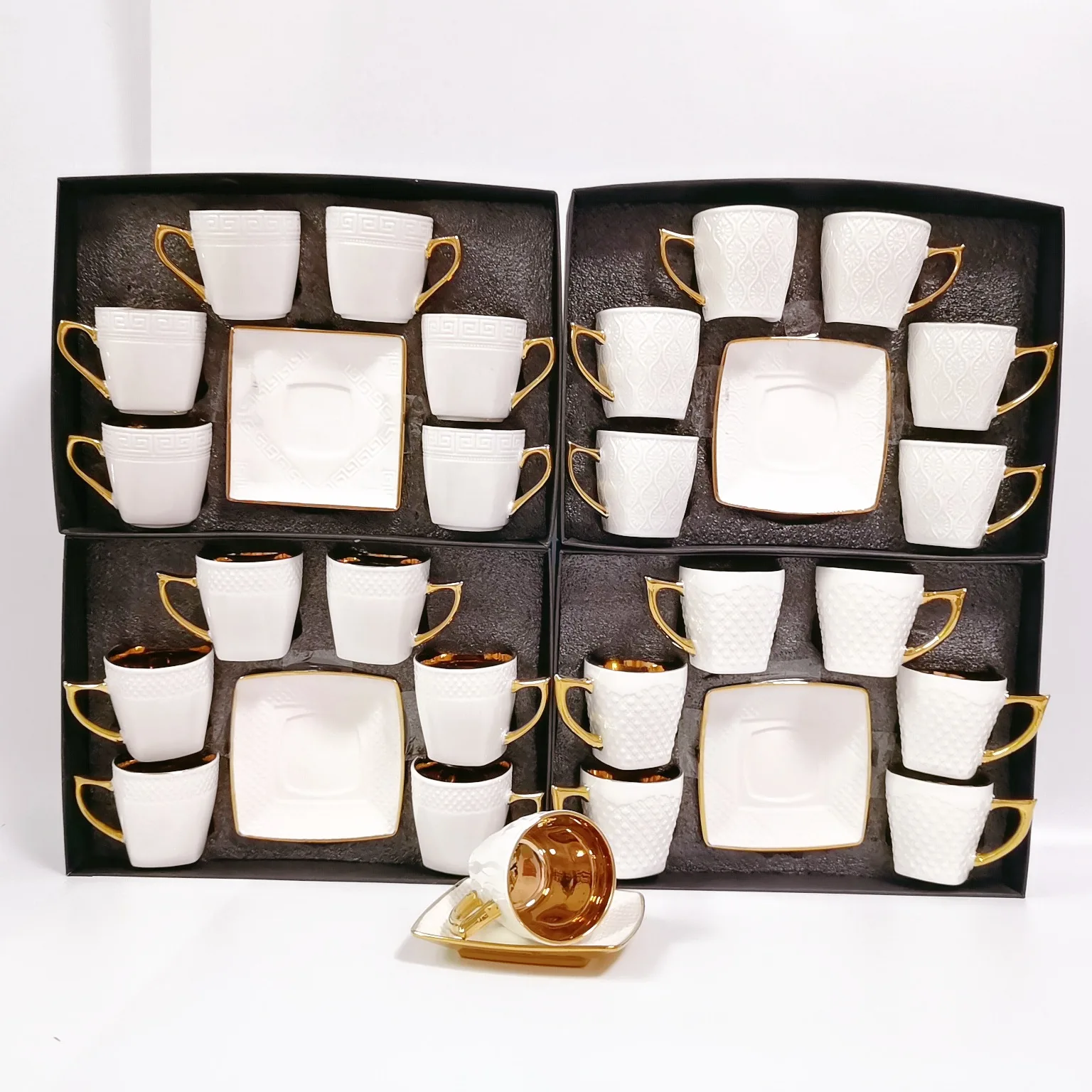 Middle East export espresso drinkware ceramic coffee cup and saucer set creative love plate small capacity teacup set wholesale