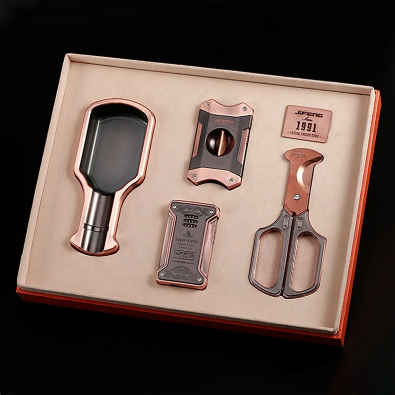 JIFENG JF-TZ251 business gift on desktop cigar sets copper and black double plated Luxury metal new Cigar Accessories Gift Set