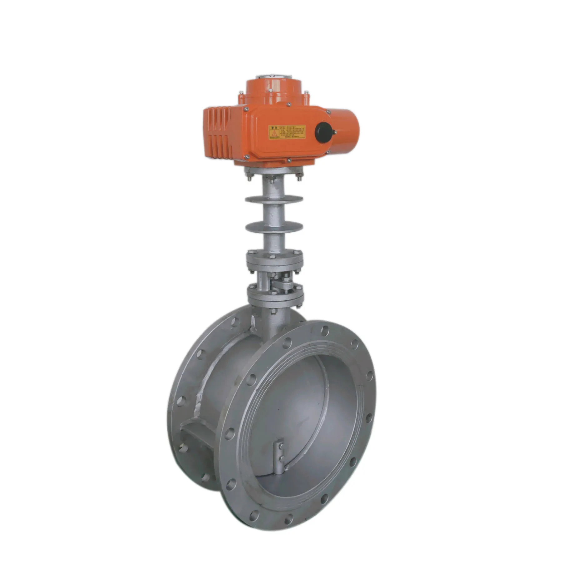 Large torque electric actuator with flange connection ventilation butterfly valve