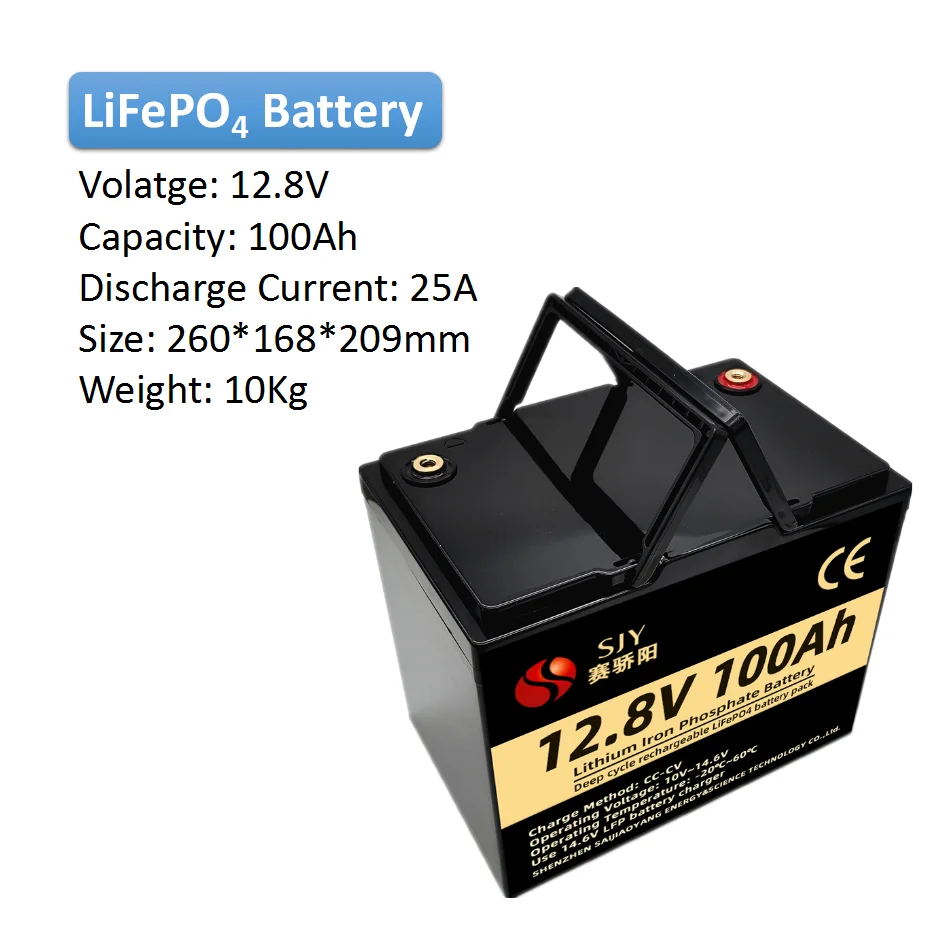12V 100AH LiFePO4 Lithium Iron Phosphate Battery Pack with LCD Charger for 12v RV Homemotor 24v Golf Cart 48v Solar System