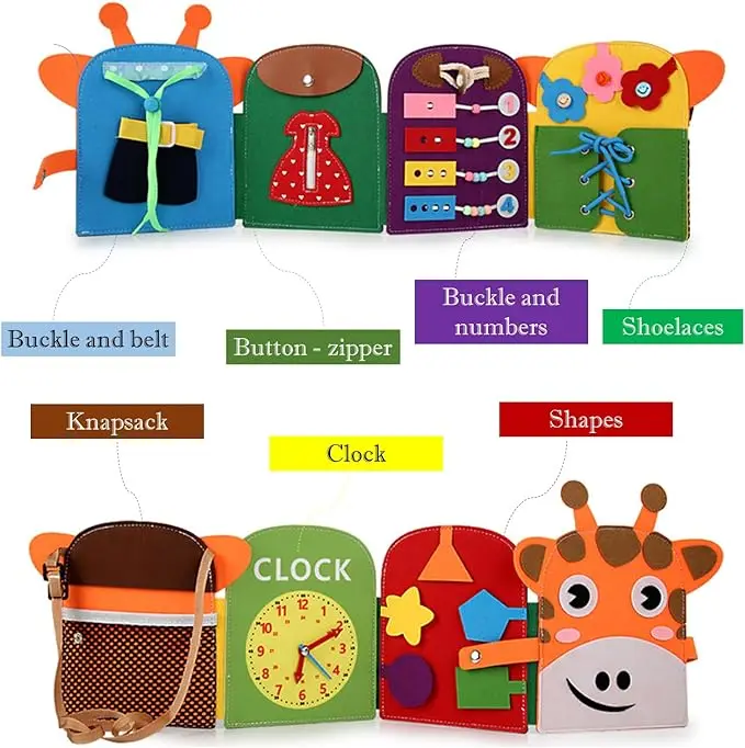 2024 new factory wholesale Giraffe Quiet Activity Book.Busy book for toddlers, Sensory Toy for Toddlers,Giraffe backpack