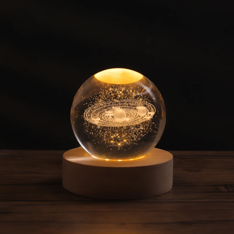 Stable 3D Luminous Solar System Crystal Ball Decoration  Led Night Lights Art Crystal Ball Night Lamp Desktop Home Decor (1600555852792)