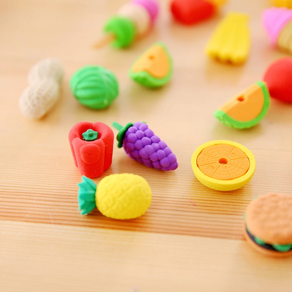Factory High Quality Custom Logo 3d Eraser TPR Fancy Food Shaped Rubber Eraser For Children