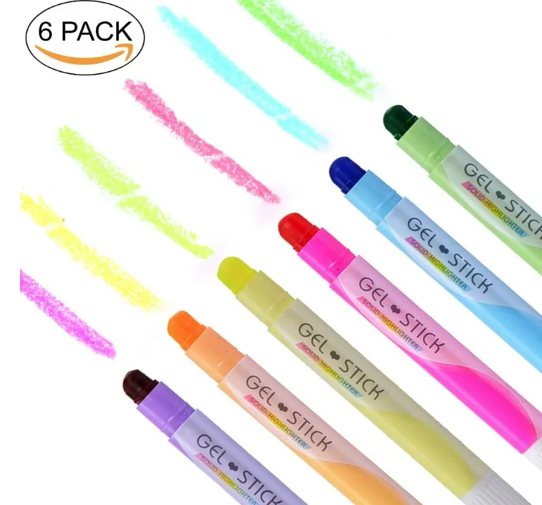 Gel highlighters solid wax highlighter stick twist solid accent pen bright neon fluorescent highlighter marker