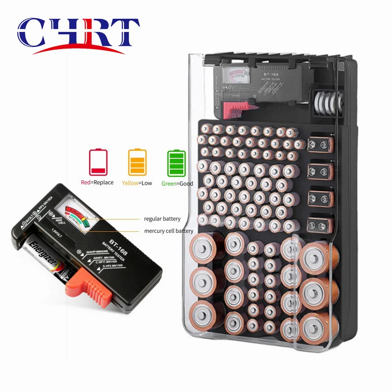 CHRT Carrying Case Bag Holder Container Holds 93 Batteries Battery Holder with Battery Tester