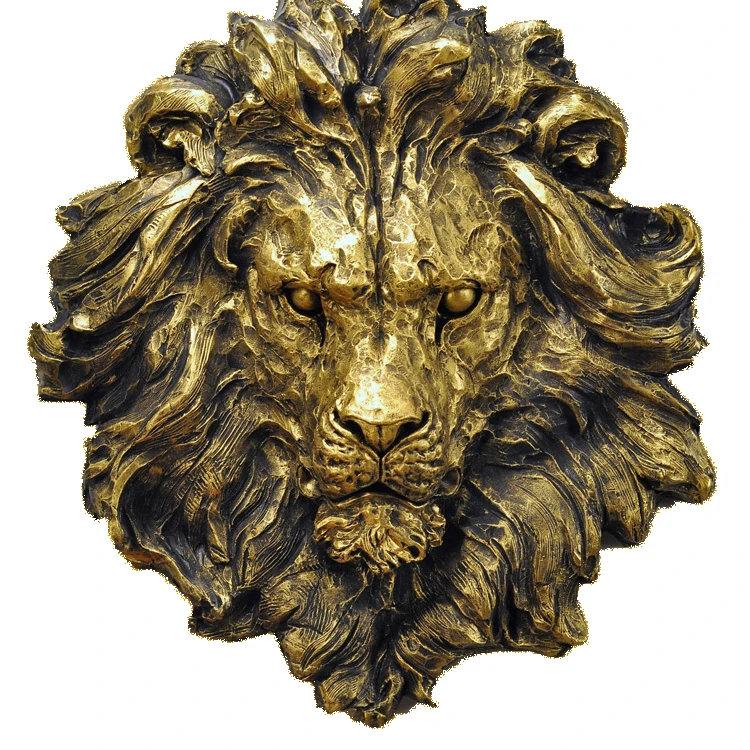 Lion Head Decorative Sculpture wall art Glass Fiber Reinforced Plastic Animal Model Home Decoration