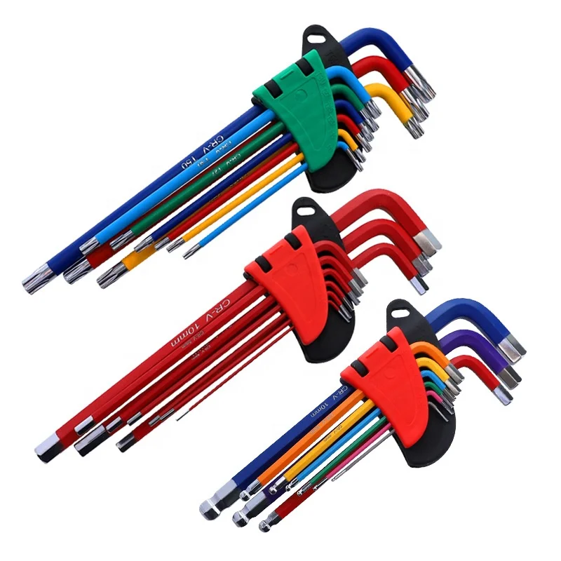 9 Piece Metric Ball End Color Coded Hex L-Key Set Hex Key Allen Wrench Set