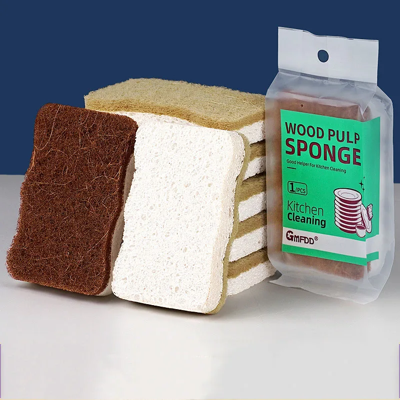 Sisal Wood Pulp Cotton Dish Wipe Kitchen Cleaning Sponges Dish Cloth Scrubbing Pots and Pans Coconut Palm Sponge Scrubbing
