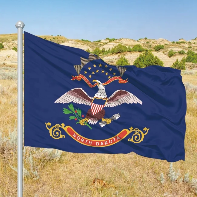 Customized 3X5 feet polyester fabric thickened and durable flags of all major states in the United States North Dakota flag