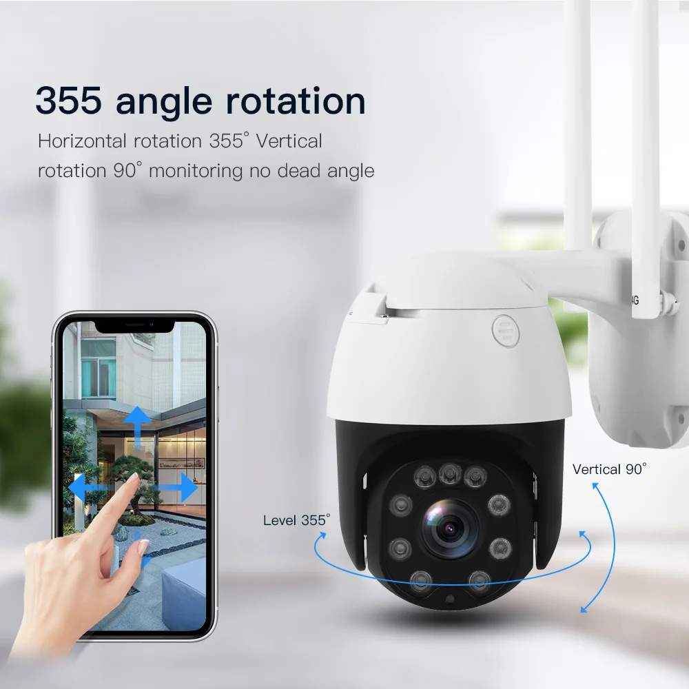  H.265 беспроводная камера видеонаблюдения с Wi-Fi уличная 1080P HD Водонепроницаемая PTZ-камера 360 Детектор движения для