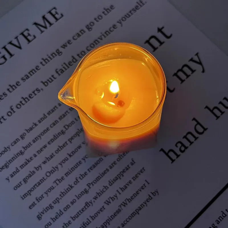 Custom Mini 4oz Clear Unique Trapezoid Empty body oil Balm glass candle containers massage candle jar with spout and lid