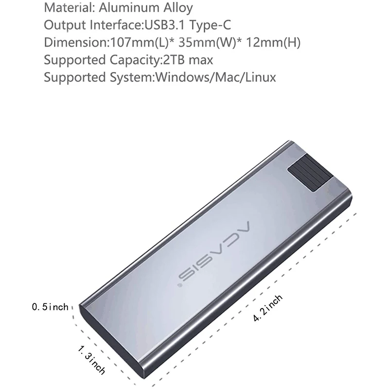  Корпус Acasis Ssd M2 NVME для PCIE SATA M/B Key корпус жесткого диска SSD M.2 на USB Type C 3 1 с