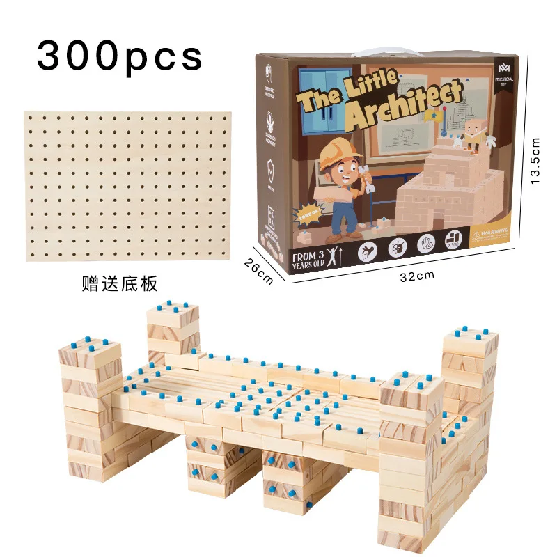 Wooden Creative Construction Building Bricks Block Puzzle Toys Kids DIY Assembly Set for Unisex Early Education Toys Gift