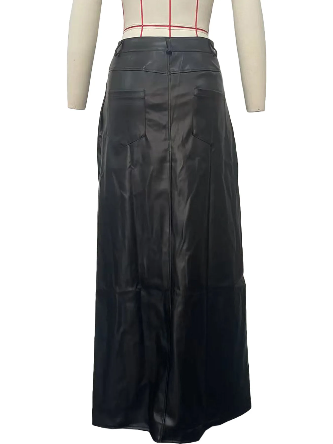 Elegant High Side Split Faux Leather Skirt for Women 2023 Winter Street Wear Sexy Party Fashion Maxi Long Midi PU Skirts
