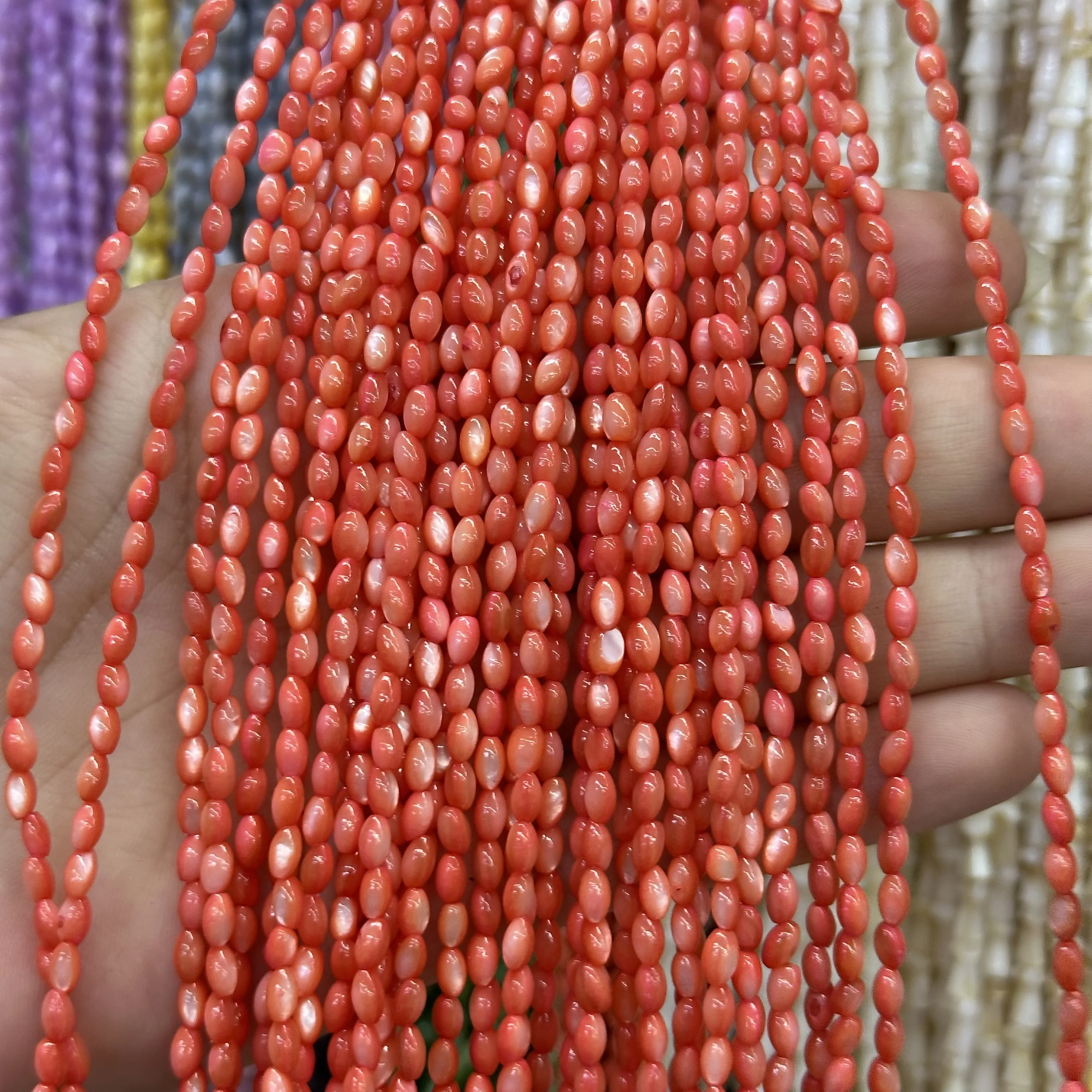 Horseshoe screw rice beads 3*5mm shell beads semi-finished loose beads diy bracelet necklace jewelry hairpin earrings wholesale