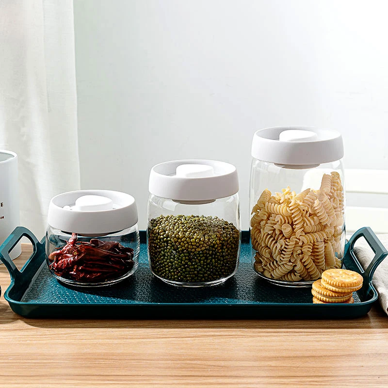 Best Selling Round Glass Press Lid Sealed Jar Kitchen Vacuum Storage Jar Coffee Bean Moisture-proof Storage Jar YGH644