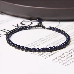 Hongyu New Fashion Cute Small 4mm Gemstone Natural Agate Jasper Aventurine Eye Stone Beads Macrame Bracelet Adjustable Women Men