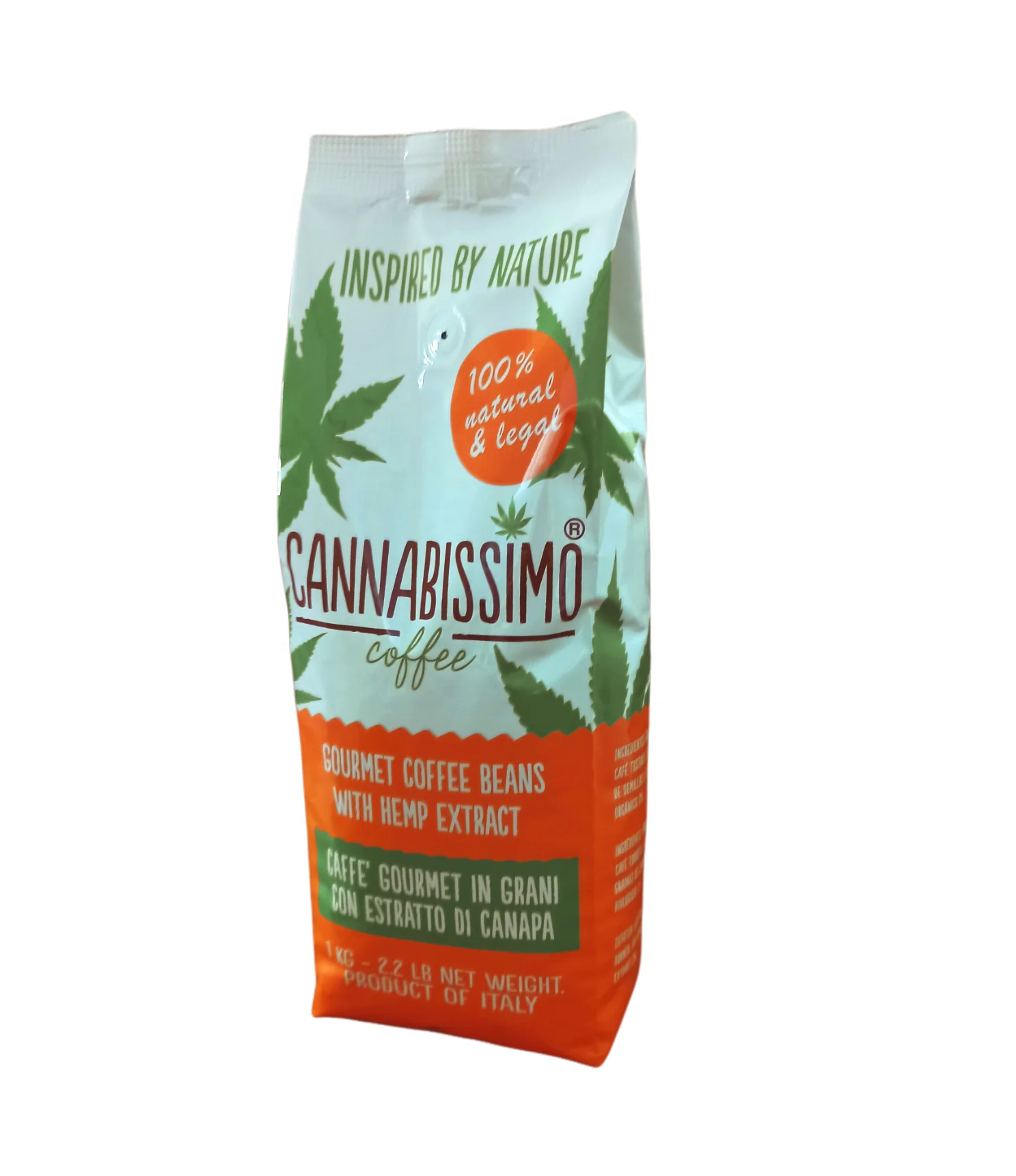 Cannabissimo coffee with hemp seeds extract, coffee in beans 1 kg. Turn your coffee habit into a healthy ritual!