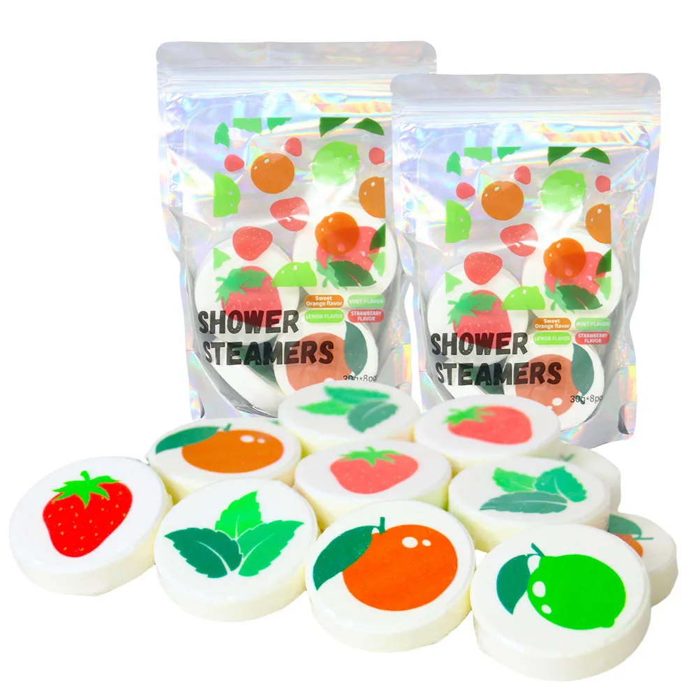 Natural Shower Steamer Aromatherapy Essential Oil Tablet Organic Fruit Flavor Custom Packaging Hotel home spa shower steamer