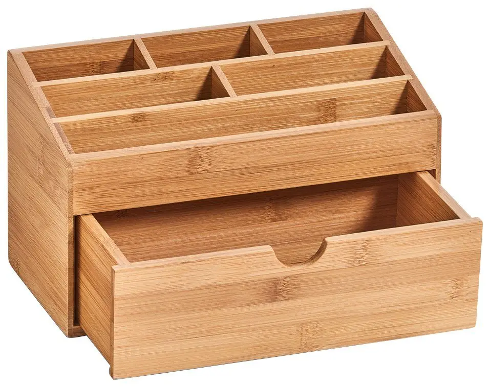 Combohome Bamboo Wood Desk Organizer with Drawer, Multifunctional Desktop Organizer with Pen Holder,Storage Caddy for Office