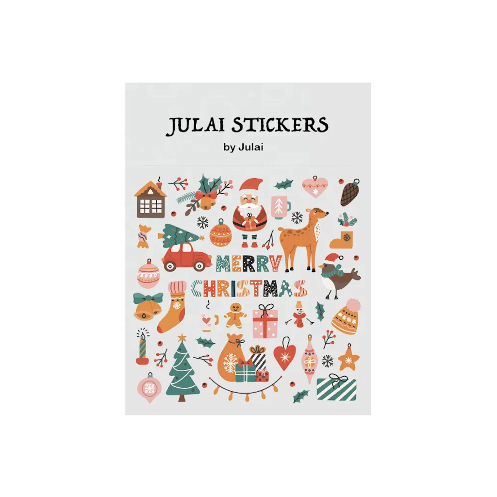 Kawaii Stickers For Gift Packaging Colorful Die Cut Adhesive Sticker Sheet For Christmas Decorations Journal Scrapbooking Album