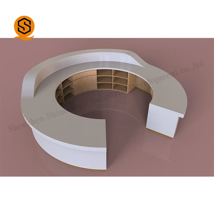 Unique Reception Desk Design Acrylic Solid Surface Fashion Round Computer Counter