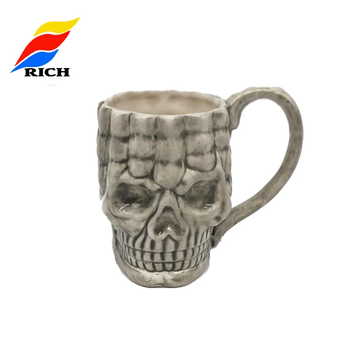 Scary 3d Face Skulled Shape Cheap Custom Creative Ceramic Zombie Tiki Mug