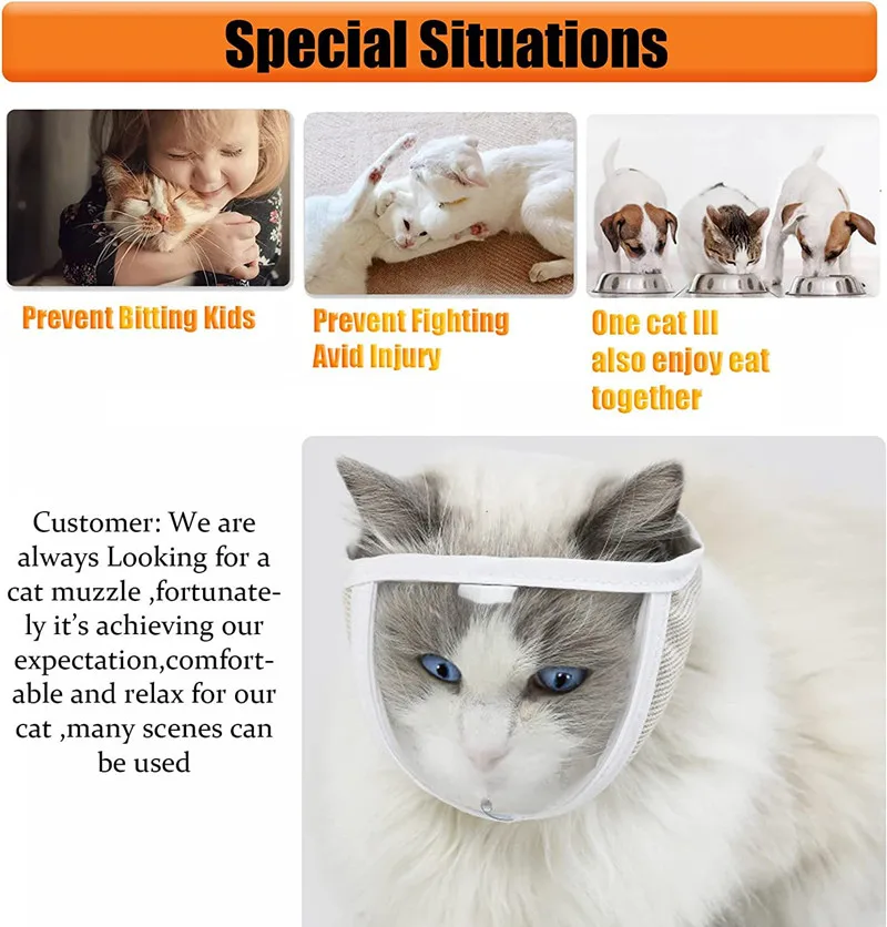 Breathable Transparent Cat Face Guard Cat Mouth Cover to Prevent Mutual and Biting wholesale Cat Muzzle for Grooming