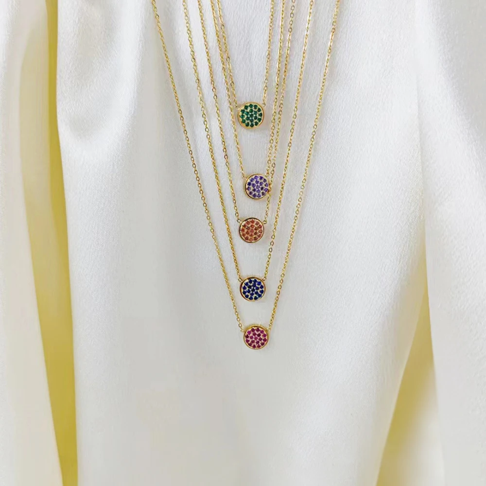 eManco Birthstone Zirconia Necklace 12 Color Stainless Steel pendant necklace Constellation Month Gift Jewelry wholesale