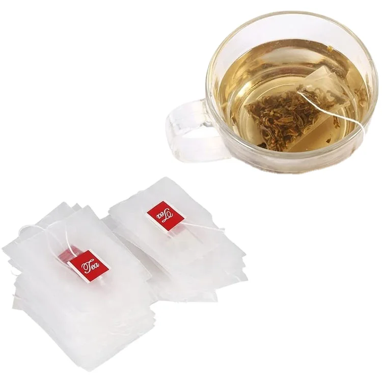 Pyramid nylon triangle teabag with string custom logo label printing heat seal tea bags packaging