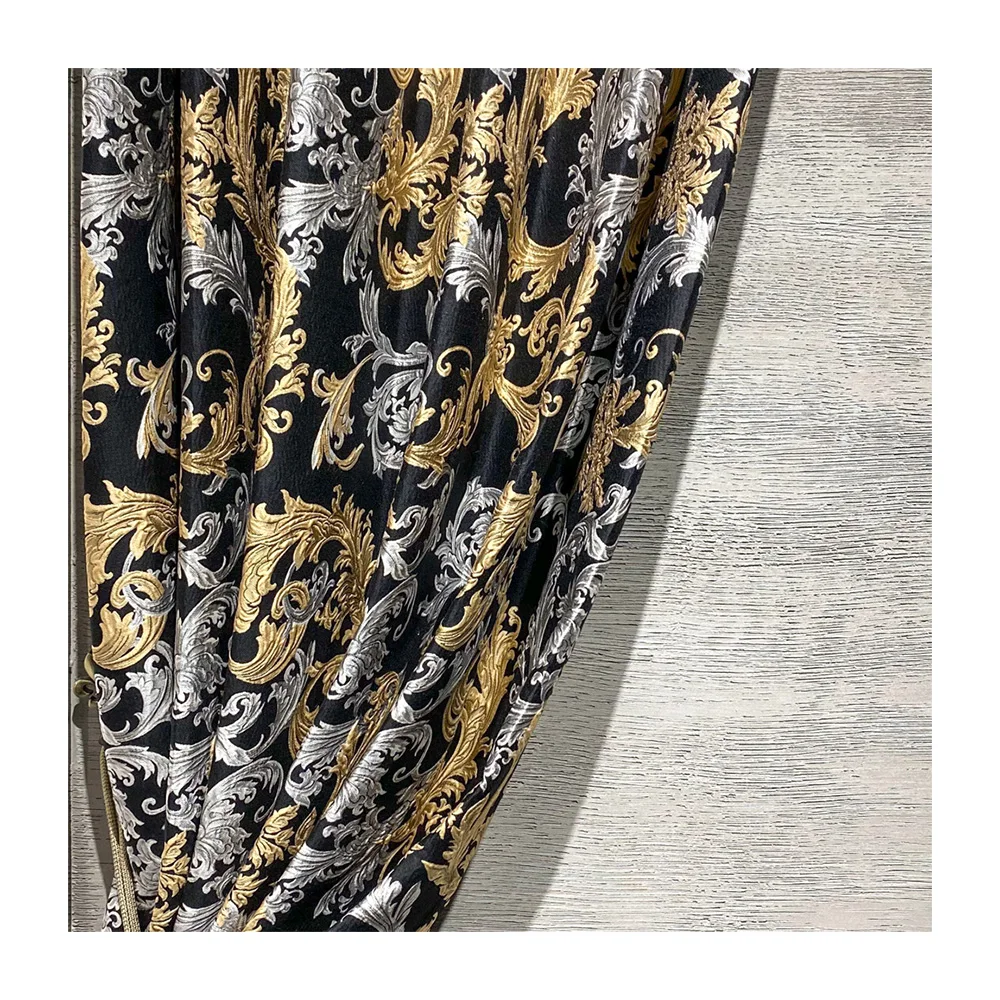 Bomar home textile velvet blackout stock curtain roll  luxury jacquard fabrics for curtains cloth fabric