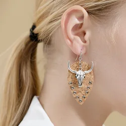2022 Newest Bohemian Western Cute Cow Skull Leather Earrings