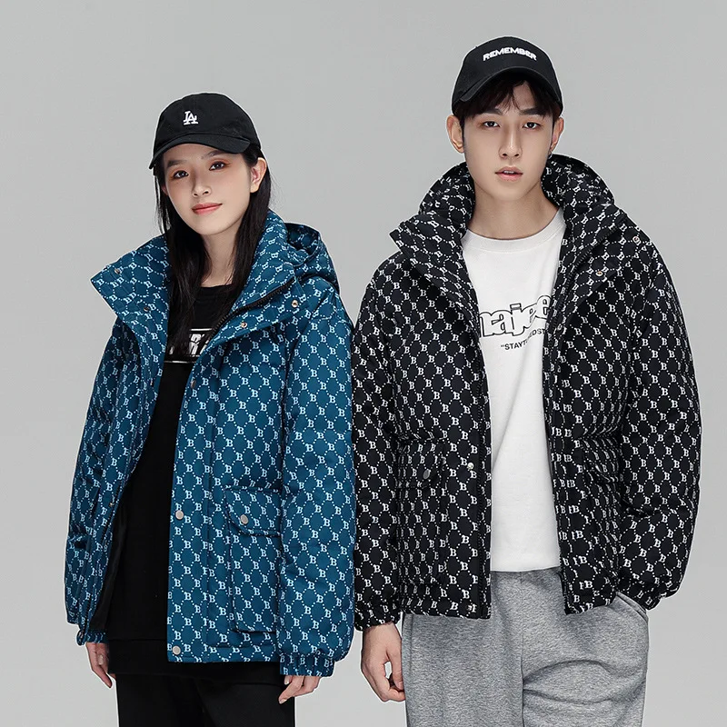 2023 Fashion print puffer jacket clothing   Unisex Down Winter Fleece Warm Thicken Outerwear Wholesale Plus Size Men Jacket