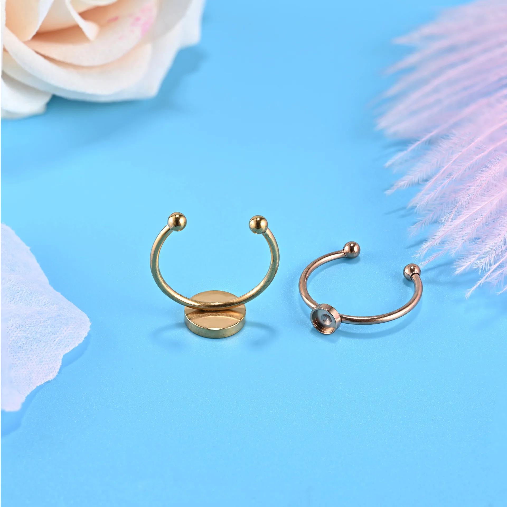 Stainless Steel Gold Plated Adjustable Ring Settings Blank/Base