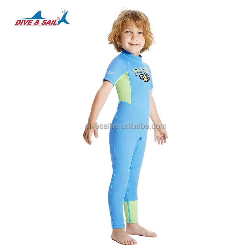 Youth Children 2023 new style short Sleeve long pants open cell 2.5mm neoprene kids wetsuits Back Zipper