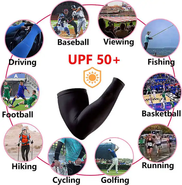 Elastic Outdoor Cooling Ice Silk Fishing Cycling Sun Sleeves Uv Protection Arm Sleeves Arm Cover Sleeve For Men Women