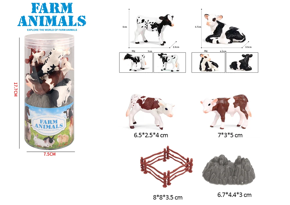 Accept custom PET tube mini plastic farm animal toy