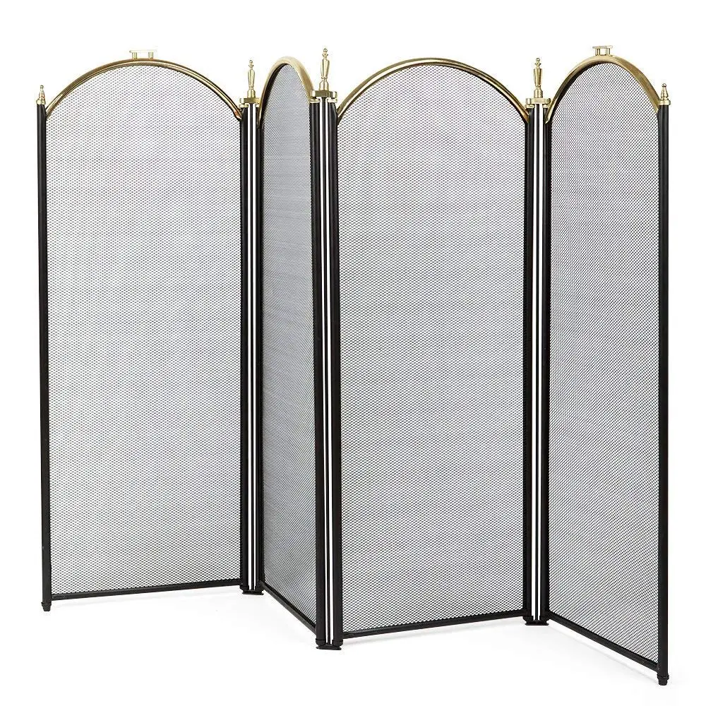 
Fireplace screen 4 decorative metal standing door decorative mesh solid infant safety protection spark screen 
