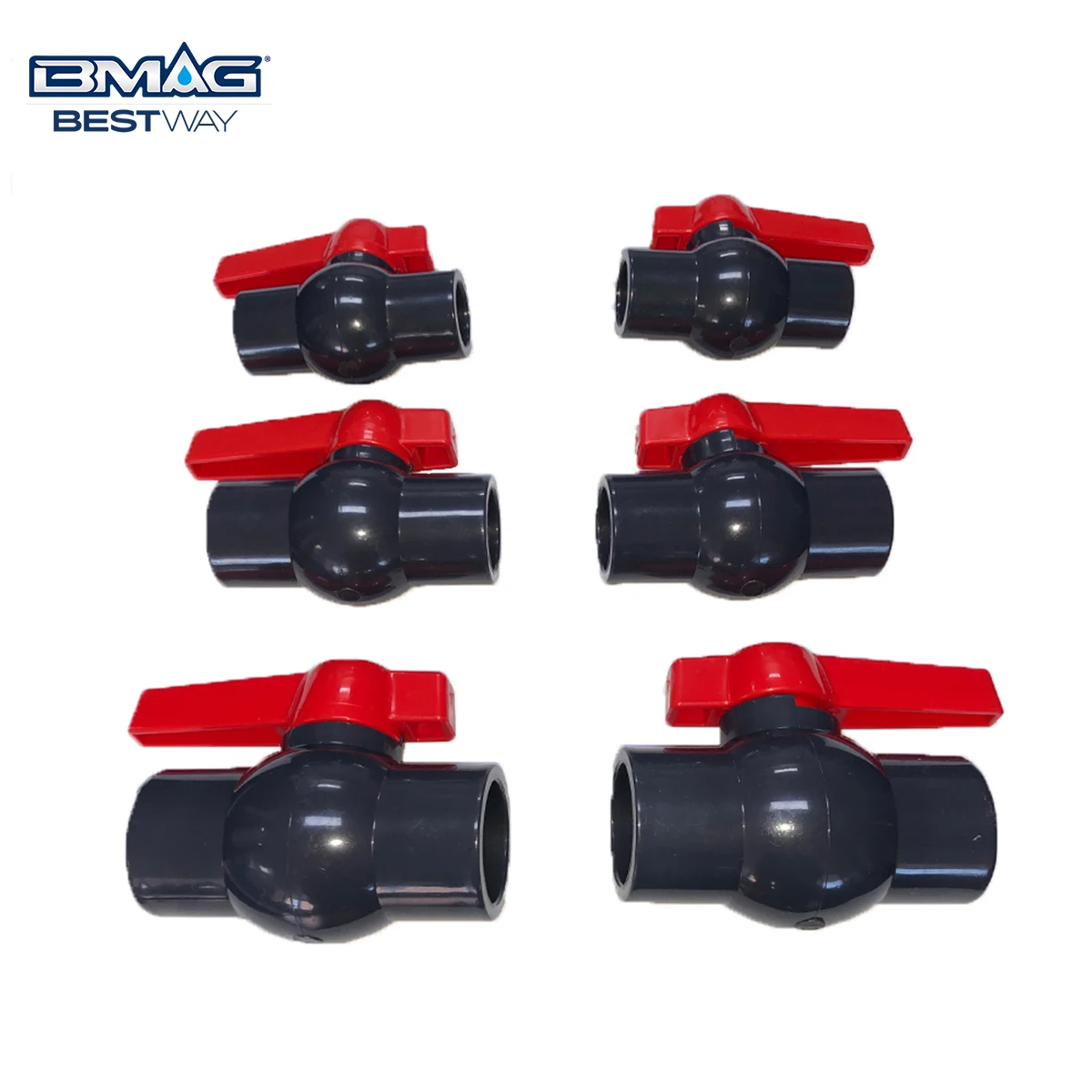 Red Handle PVC Compact Water Ball Valve Pool Water Valve UPVC Double-Roller Ball Valve For Swimming Pool