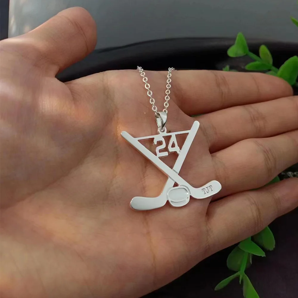 2023 Hot Fashion Gold Plated Hockey Stick Charm Pendant Plated 18K 925 sterling silver custom name necklace