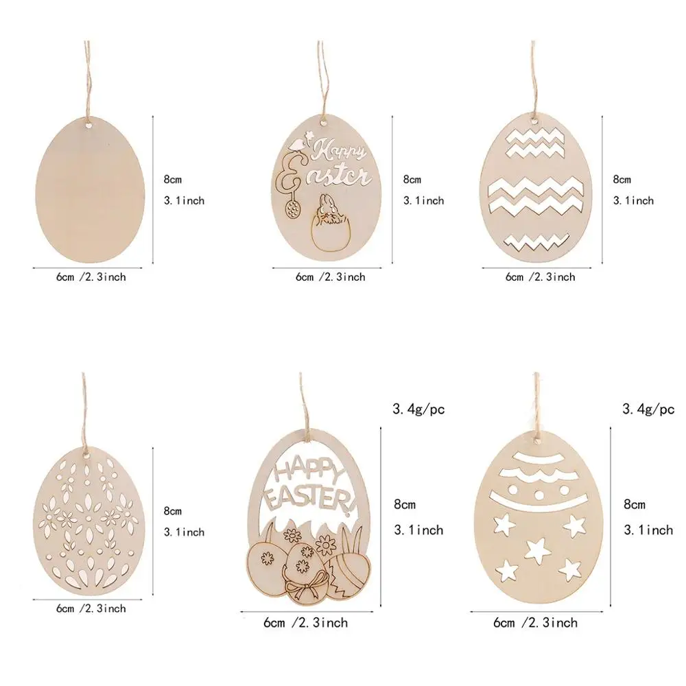 
Easter Wood Ornaments Bunny Chicken Egg Flower Shapes with Drawing Pen for DIY Easter Party Decorations 