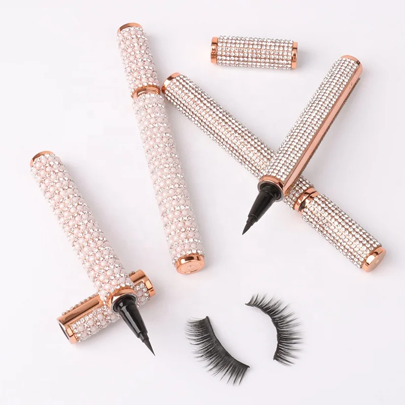 New Design 2 In 1 Private Label Custom Logo Colored Waterproof Glitter Liquid Black Lashglue Glue Pen Eyeliner