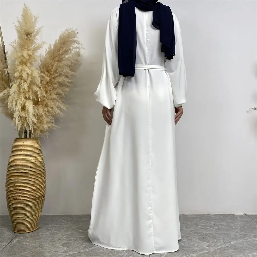 6673# New Simple Elegant Solid Color Ladies Dresses Nida Fabric Dubai Women Muslim Dress Worldwide Shipping Wholesale Clothing