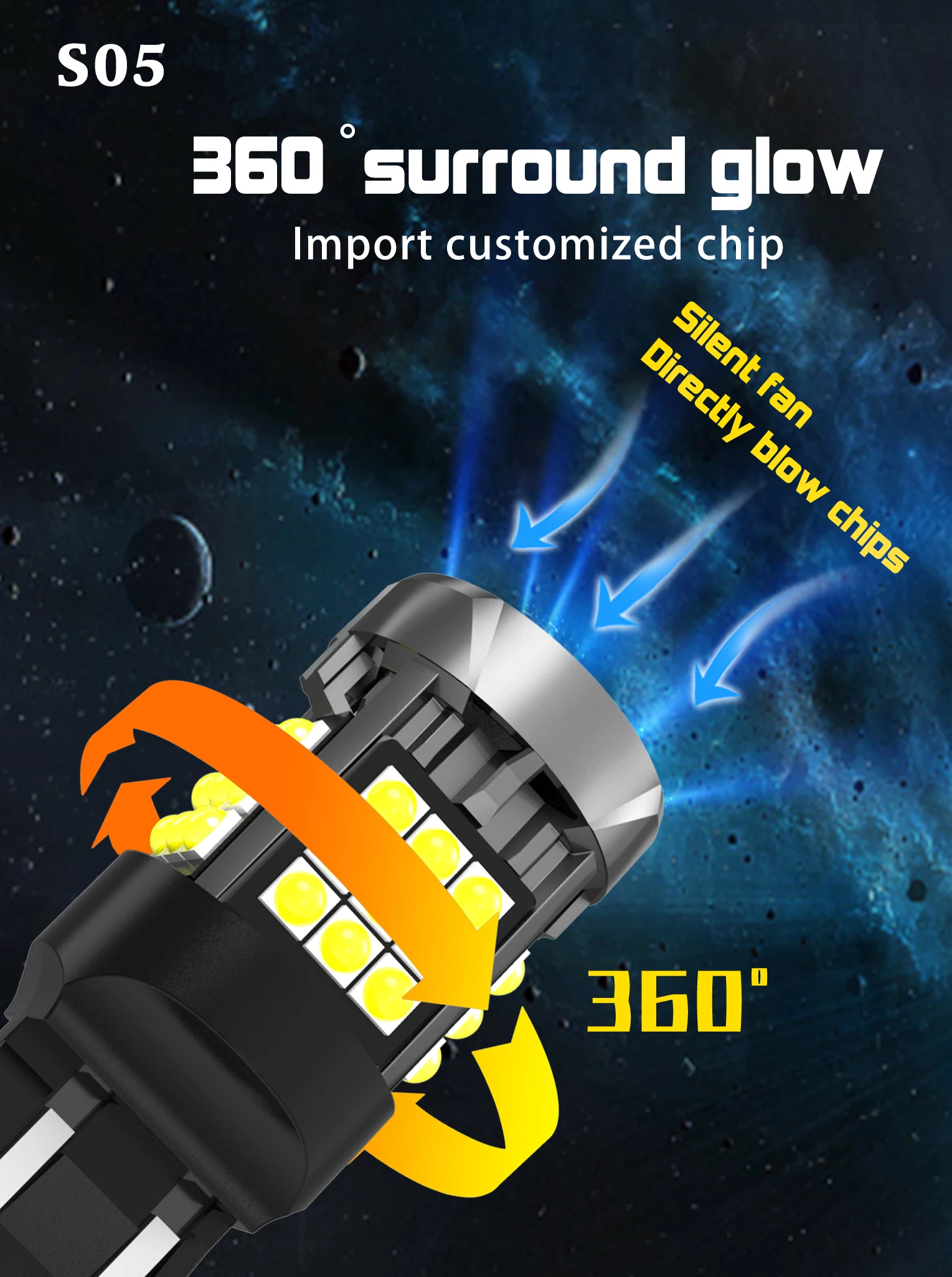 CANBUS Error Free T20 7440NA 7441 W21W WY21W S25 1156 Blinker Replacement White Amber Turn Signal Lights 7443 7440 LED Bulbs