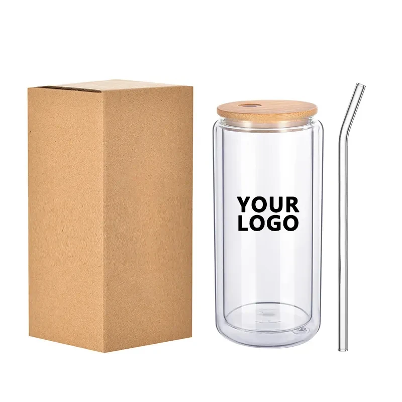 double wall snowglobe diy Promotional Wholesale Ticked Beer Glasses Latte Transparent Customized Logo Coffee Beer Cups for Bar