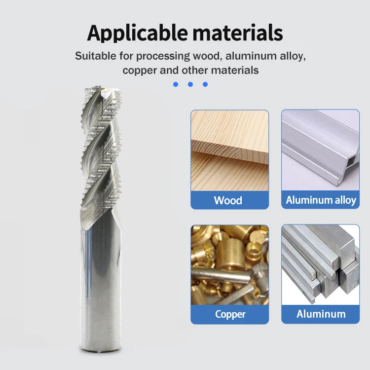 3 flute roughing end mill for aluminum  Chip breaking 3F aluminum router bit roughing endmill