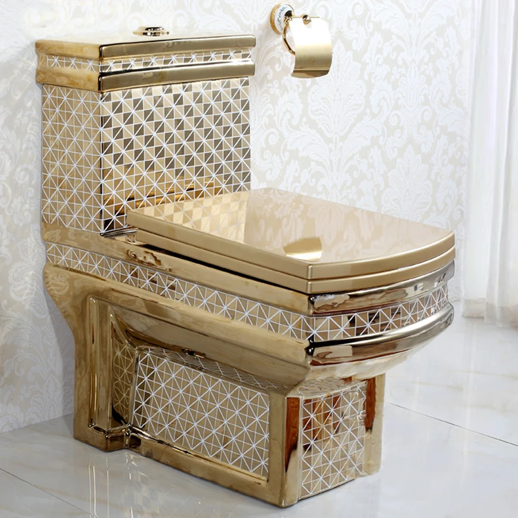 
Gold Toilet KD-10GPB Square Toilet Seat One-piece Water Closet Luxury Sanitary Ware 