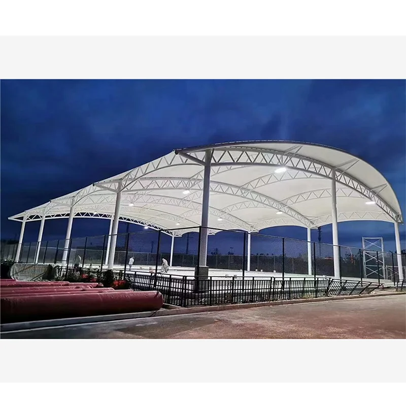 Best Quality Outdoor Polygonal Shape PVDF Padel Court Roofing Cover Fire Retardant Waterproof Membrane For Sport