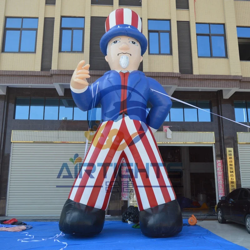 12ft High Durable PVC Tarpaulin Inflatable Uncle Sam Balloon for USA Holiday Decoration